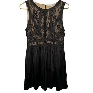 Lovers + Friends Mini Dress Whimsigoth Black Lace and Satin Size Medium